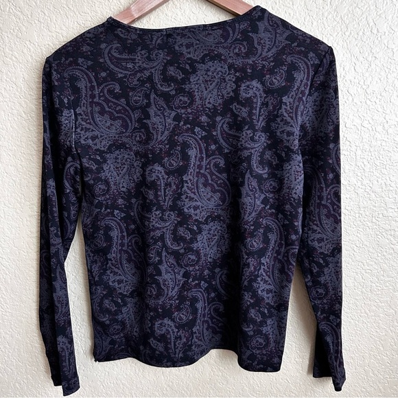Lauren Ralph Lauren Petites Paisley Long Sleeve Crewneck Tee - Picture 2 of 6